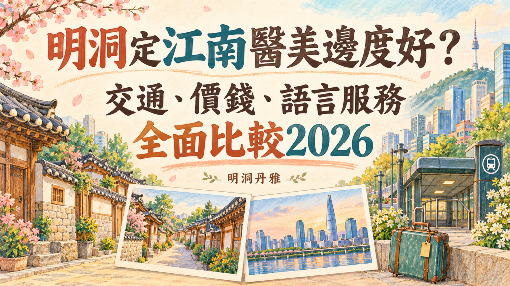 明洞跟江南醫美怎麼選？交通、價格、語言服務完整比較2026